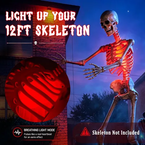 Vista 6 de Paquete de 2 luces de esqueleto de Halloween, luz de corazón latiendo