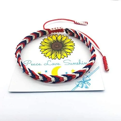 Vista 5 de LAMIBEE Pulsera tibetana de color con bandera de país, amuleto y estilo bohemio, pulsera de cuerda y brazaletes para mujeres, hombres, pulseras