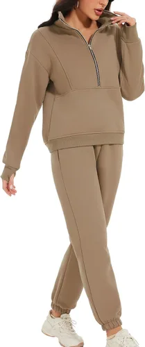 Vista 5 de Eisctnd Womens Fashion Womens Joggers Sweat Sets Women Half Zipper 2 Piece Outfits Joggers Pants Sweatshirt Set Travel