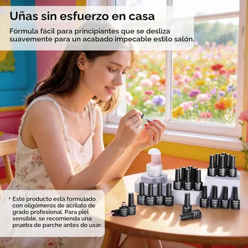Vista 8 de GELLEN Juego de 24 esmaltes de uñas de gel, kit de esmalte de gel pastel Set 20+4 colección Blooming Pastel