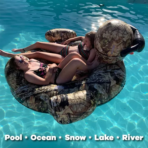 Vista 2 de GAME Tubo flotante inflable de goma para piscina, diseño de pato Towable Towable, paquete de 1, para niños a partir de 3 años, soporta un
