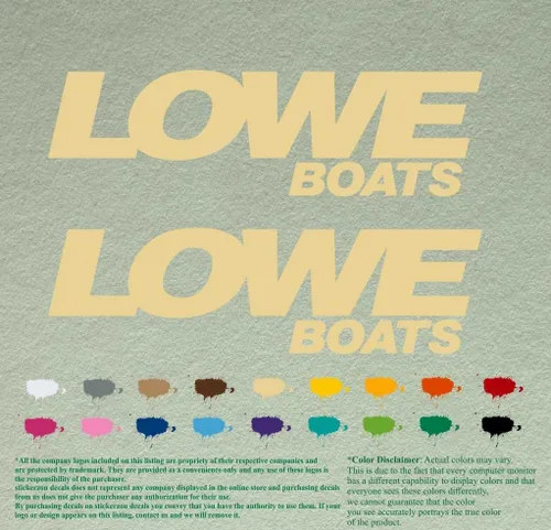 Vista 3 de Par de calcomanías de vinilo de repuesto compatibles con Lowe Boats, motor fuera de borda, juego de 2 (12 pulgadas, negro 070)