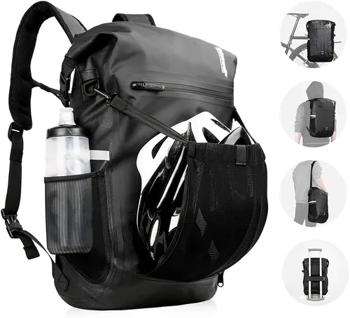 Vista 5 de Rhinowalk Bolsa de Bicicleta Impermeable Bolsa de Alforja Convertible - 2 en 1 Bolsa de Sillín para Bicicleta Bolsa de Hombro Bolsa de Alforja