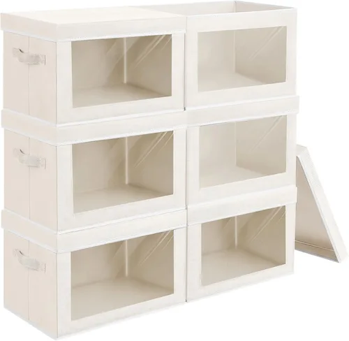 Vista 20 de Homsorout Contenedores de almacenamiento con tapas, organizadores pequeños de tela con ventana, contenedores de almacenamiento plegables para ropa