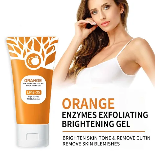 Vista 2 de 2 unidades de gel exfoliante naranja para el cuidado de la piel para cara y cuerpo, gel exfoliante facial hidratante de limpieza profunda