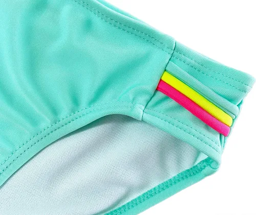 Vista 5 de M2C Conjunto de bikini de dos piezas para niñas con tirantes cruzados, Arco iris
