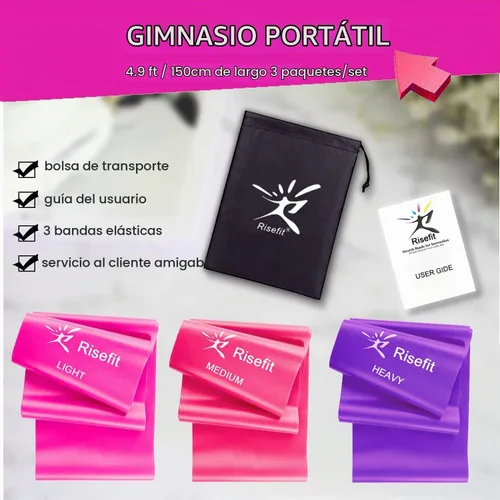 Vista 4 de Juego de bandas de resistencia planas para terapia, sin látex, bandas elásticas planas para ejercicio, flexibilidad, pilates, yoga, ballet