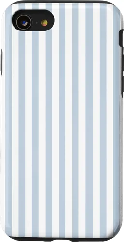 Vista 18 de Funda con patrón geométrico de rayas blancas y azul claro para iPhone 17
