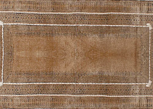 Vista 6 de Kilim Alfombra de Área 2x3 pies, color marrón bronce, diseño abstracto, estampado a mano en bloque, algodón Dhurrie, lavado a mano en superficie
