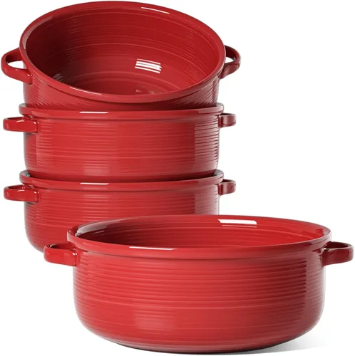 Vista 10 de LE TAUCI Cuencos para sopa con asas - 28 oz de cerámica sin plomo para sopa de cebolla francesa, aptos para horno y microondas, diseño resistente al