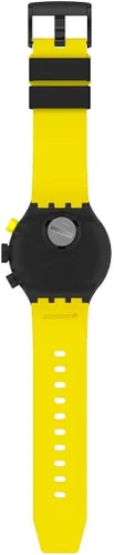 Vista 5 de Swatch Correa de silicona de cuarzo, negro, reloj casual 20 (modelo SB02B403), amarillo, Negro