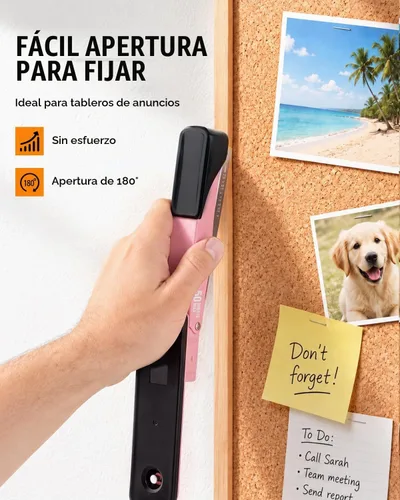 Vista 2 de Marsrock Grapadora resistente para escritorio con 50 hojas, 3000 grapas Rosa