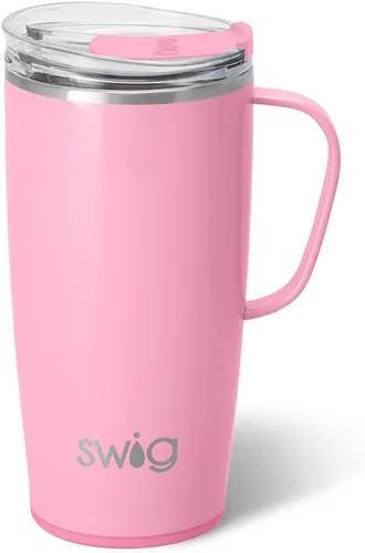 Vista 22 de Swig Life - Taza de viaje de 18 onzas, vaso con aislamiento con asa y tapa, apto para portavasos, apto para lavavajillas, de acero inoxidable, taza