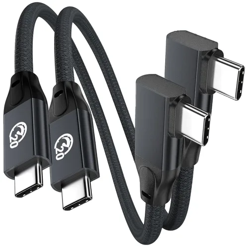Vista 11 de UseBean Cable USB C de 90 Grados 0.5 Pies, 6 Pulgadas Corto USBC a USBC 3.2 Gen2 20Gbps Cable de Ángulo Recto, Video 4K Carga 100W, Cable Cargador