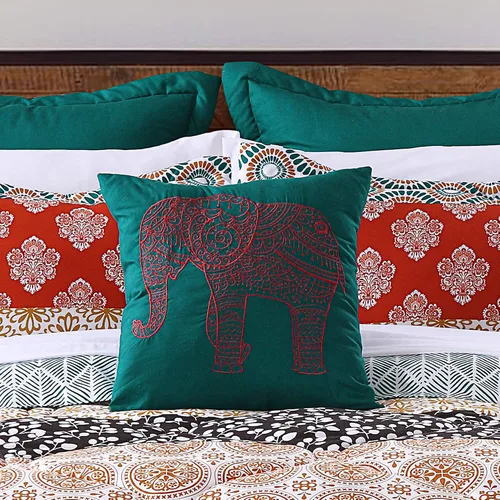 Vista 2 de Lush Decor - Juego de ropa de cama de 3 piezas, colorido diseño bohemio a rayas, reversible