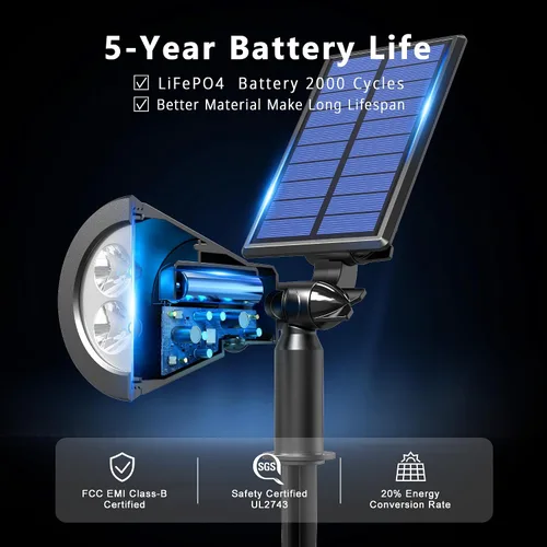 Vista 7 de JEJOT Paquete de 6 focos solares impermeables para exteriores con haz de Blanco cálido