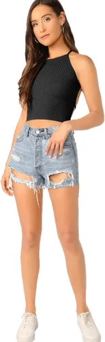 Vista 6 de Verdusa Camiseta corta sin espalda con cordones para mujer