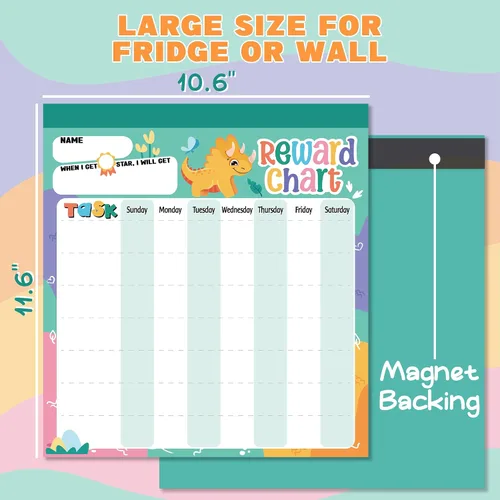 Vista 6 de Reward Chart for Kids – Dinosaur Magnetic Kids Behavior Chart, Pad with 26 Chore Charts, 1920 Star Stickers, 49 Incentive Stickers, Responsibility