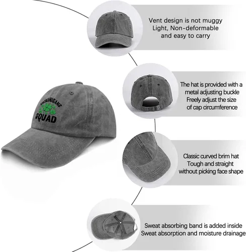 Vista 6 de Womens Baseball Caps Ash-Wednesday Vintage Hats for Women's Funny Caps Quick Dry shenaniganss Squad Sun Visor Hat