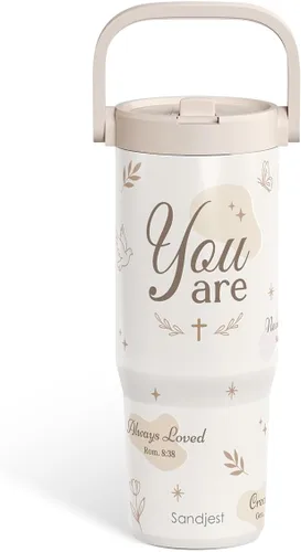 Vista 17 de SANDJEST Besties - Vaso de acero inoxidable con tapa para pajita de 30 onzas con asa de transporte para mujeres, niñas, mejores amigas, taza de café