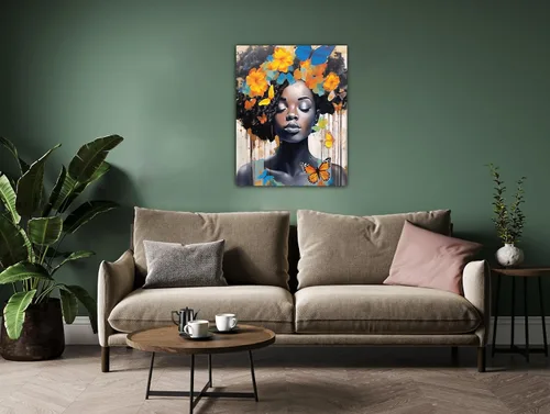 Vista 215 de Arte de pared afroamericano, decoración de rey y reina bailarín negro para sala de estar, arte de pareja de amor negro para dormitorio, lienzo