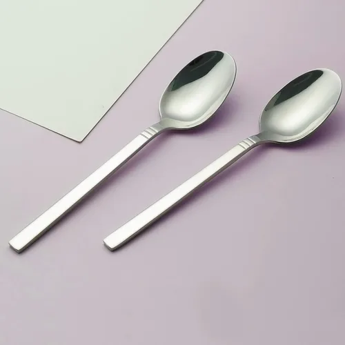 Vista 4 de Morcte Cuchara de cena de acero inoxidable de 12 piezas, cuchara de cubiertos de 7.8 pulgadas