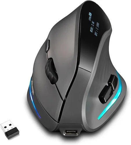 Vista 10 de Ratón Gaming con 5 D Rocker, Ratón Vertical Inalámbrico con [24000 DPI] [12 Botones Programables], Ratón de Ordenador para Negro