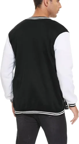 Vista 2 de ACEFAST INC Chaqueta de béisbol Varsity para hombre, chaqueta casual estilo bombardero, cortavientos, chaqueta ligera
