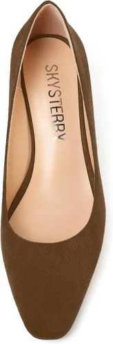 Vista 5 de SKYSTERRY Zapatos de tacón bajo grueso para mujer, con puntera cuadrada, de 2 pulgadas