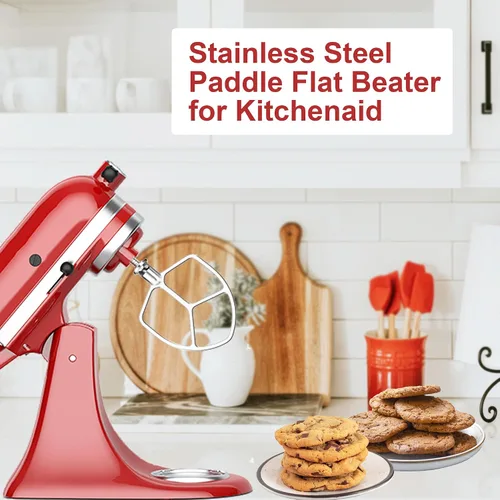 Vista 3 de Batidor plano de paleta de acero inoxidable para ayuda de cocina de 5 cuartos Plus y 6 cuartos de galón, soporte de elevación, accesorios de ayuda