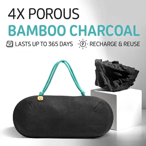 Vista 4 de PURGGO Ambientador para automóvil, dura más de 365 días, sin productos químicos, 100% carbón de bambú activado, sin desodorizante, eliminador