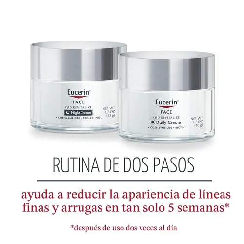 Vista 2 de Eucerin Q10 - Set de cuidado de la piel, crema facial diaria antiarrugas con biotina (1.7 onzas) + crema de noche antiarrugas con Pro-Retinol