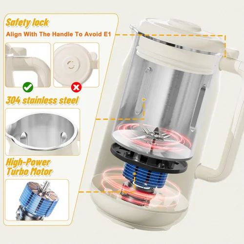 Vista 12 de Arcmira - Máquina para hacer leche de nuez 10 en 1, máquina para hacer leche de soja de 42 onzas con panel LED