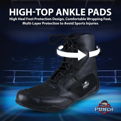 Vista 4 de Rightpunch - Zapatos de boxeo transpirables para hombres, mujeres y jóvenes Zapatos de boxeo antideslizantes y ligeros con suela de goma