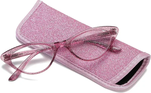 Vista 5 de Paquete de 4 lentes de lectura para mujer, diseño de ojo de gato, bisagras de resorte, lentes de moda para mujer