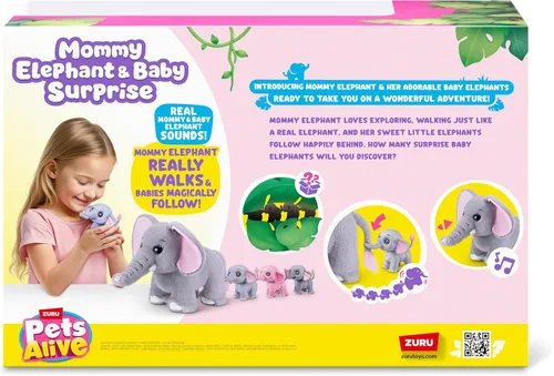 Vista 9 de Pets Alive Mommy Elephant and Baby Surprise by ZURU