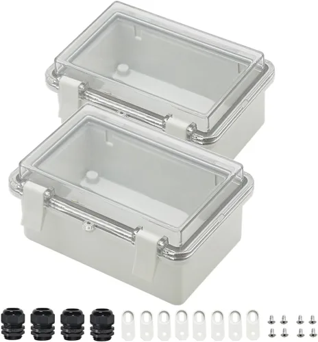 Vista 19 de Zulkit Caja de conexiones plástico ABS a prueba de polvo impermeable IP65 cajas eléctricas universales con carcasa de bisagra para exteriores