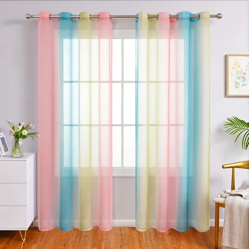 Vista 8 de WUBODTI Cortinas de arcoíris para decoración de dormitorio de niñas, 63 pulgadas de largo, con temática de princesa de unicornio, cortinas Rosa