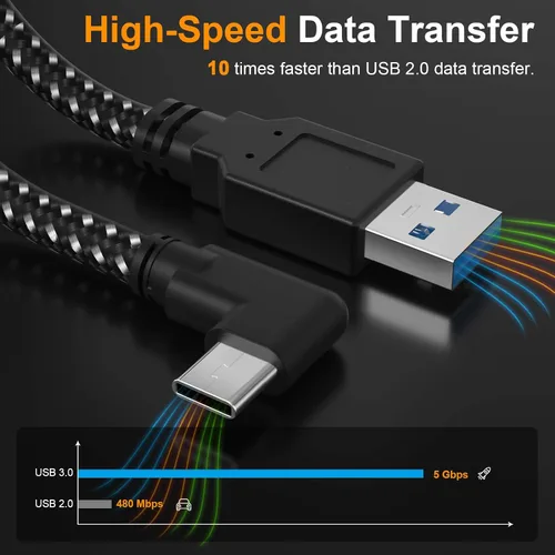 Vista 4 de Compatible with Oculus Quest 2 Link Cable, Fast Charging High Speed Data Transfer Durable Nylon Braided USB A to USB C 3.2 Gen1 Cord for VR Headset