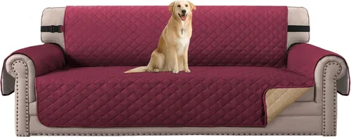 Vista 57 de H.VERSAILTEX Funda de sofá resistente al agua para sofá de 3 cojines, reversible, protector de muebles acolchado con correa elástica, funda de sofá