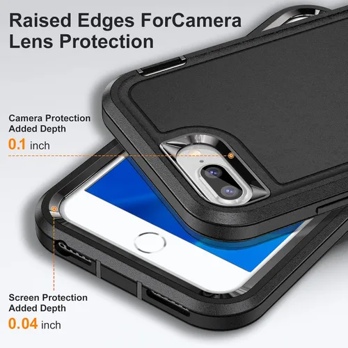 Vista 6 de IDweel Funda para iPhone 8 Plus/7 Plus/6S Plus/6 Plus con soporte, protección resistente, a prueba de golpes, arañazos, ajuste delgado, negro
