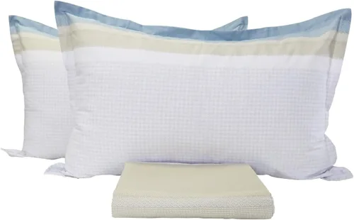 Vista 2 de Helthep Funda de edredón tamaño Queen, 100% algodón 600 hilos, funda de edredón a rayas, tamaño Queen (90 x 90 pulgadas) con 2 fundas de almohada