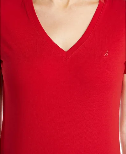Vista 7 de Nautica Camiseta de algodón elástico con cuello en V para mujer Easy Comfort
