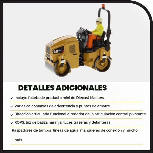 Vista 5 de Diecast Masters Compactador de utilidad CAT Caterpillar CB-2.7 con operador High Line Series 1/50 Diecast Model 85593