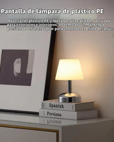 Vista 7 de KDG Lámparas de mesa pequeñas modernas inalámbricas, lámpara de escritorio LED regulable impermeable portátil para exteriores y ducha, luz con Plata