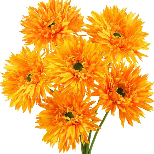 Vista 34 de FiveSeasonStuff Real Touch Gerbera Daisy - Arreglo de flores artificiales y ramo de boda (7 tallos florales, rojo baya)