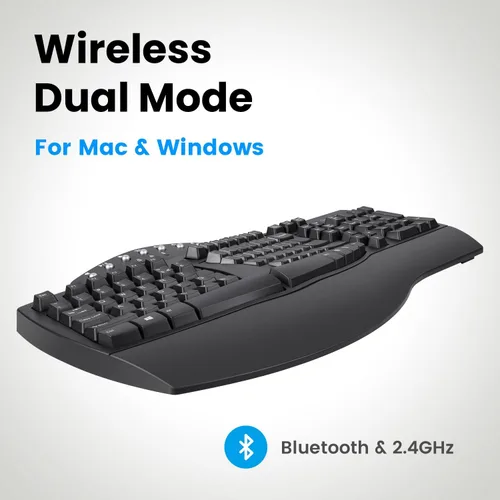 Vista 4 de Perixx PERIBOARD-512B - Teclado ergonómico con cable, teclado dividido, reposamuñecas, escritura natural, conectividad USB con cable, inglés de EE.