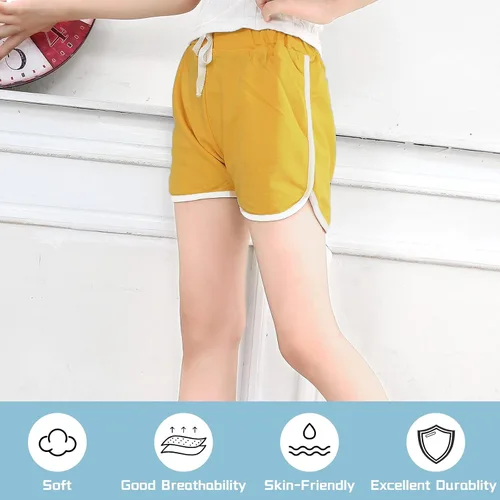 Vista 2 de JOCMIC Paquete de 3 pantalones cortos activos para niños y niñas de algodón para correr gimnasio