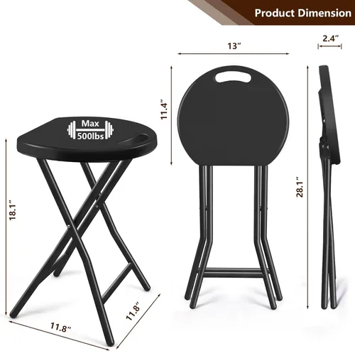 Vista 3 de TAVR Furniture Silla plegable portátil con asa, taburete plegable redondo resistente con capacidad de 500 libras para adultos, taburete plegable