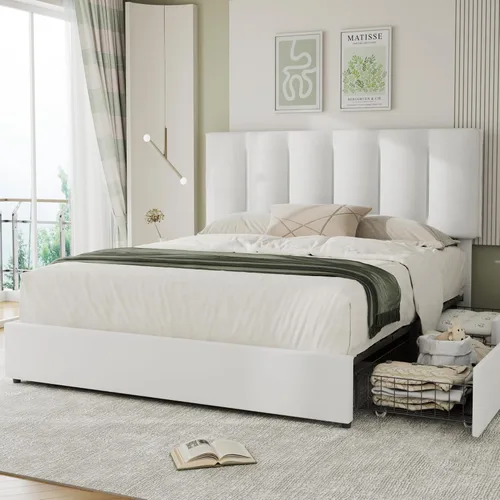 Vista 33 de VECELO Base de cama de tamaño individual con cajón de almacenamiento, base de cama de plataforma resistente con cabecera y fuerte soporte de Negro